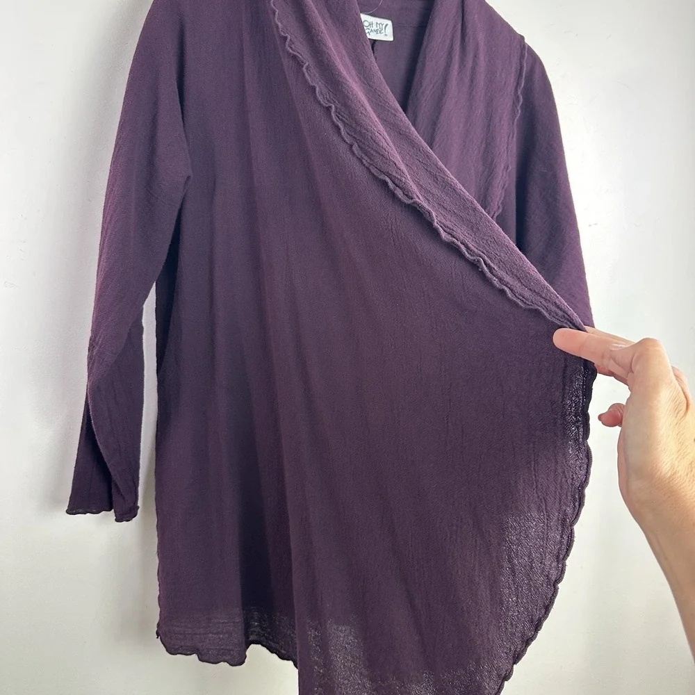 Oh My Gauze Jacket women SZ 1 M Oversized Long Ruffled Kimono Cardigan